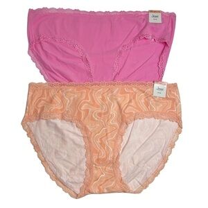 Jenni Macy’s Lace Trim Hipster Underwear Bundle Orange Pink XXXL New